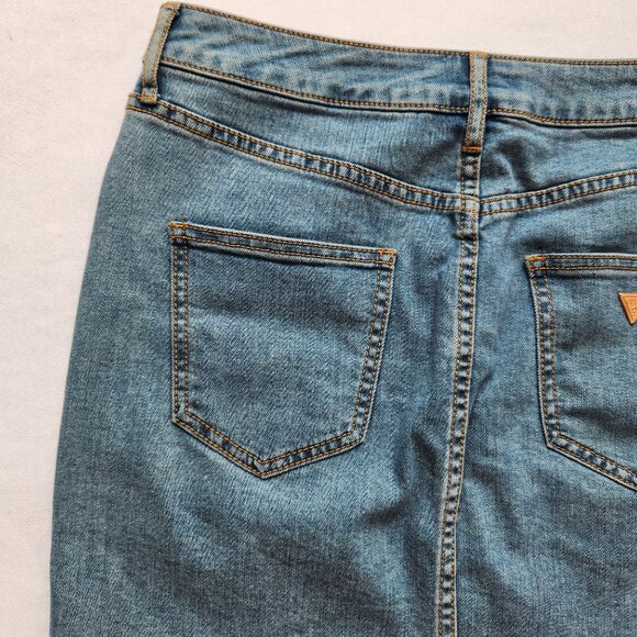 Guess Floral Embroidered Mini Skirt Denim Jean Girly Cute Pink Roses Boho M - Picture 9 of 15